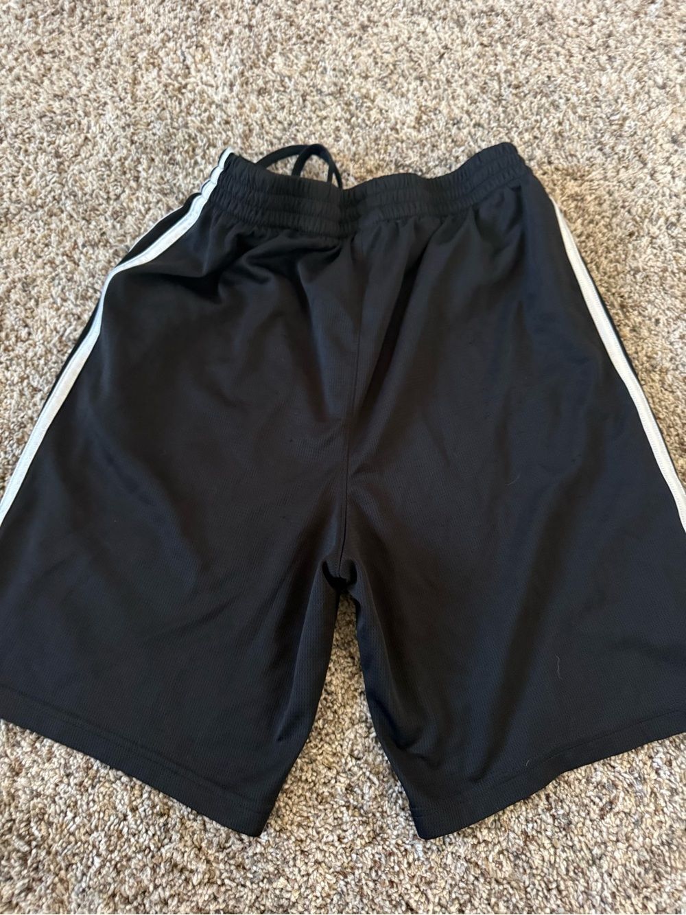 adidas Black Athletic Shorts with White Stripes - Picture 3 of 3